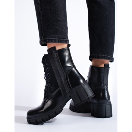 Botine de damă cu șireturi negru 5