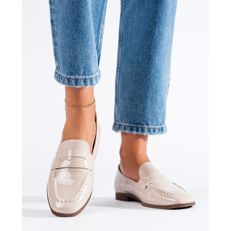 Mocasini de dama bej patentat de la Shelovet 1 Mocasini de dama bej patentat de la Shelovet 1