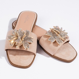 Flip-flops dama bej cu decor 1