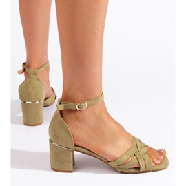 Sandale de dama din piele intoarsa verde 1