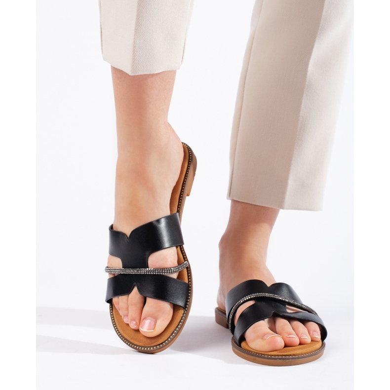 Flip-flops eleganti de dama negri negru 1