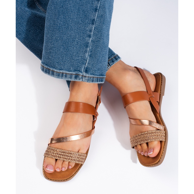 Sandale de damă maro și auriu de Sergio Leone 1