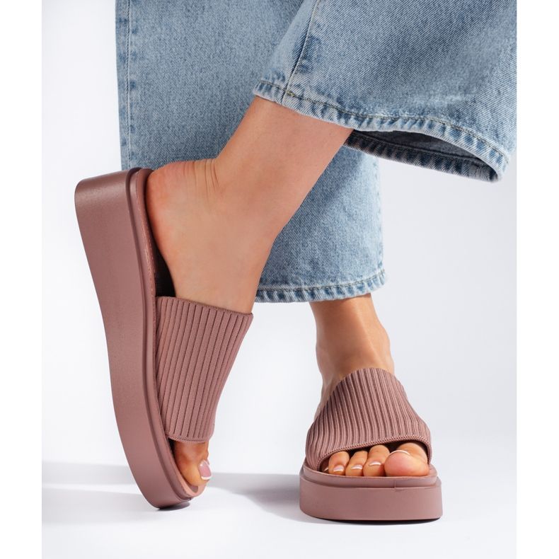 Sergio Leone Sandale cu pană roz de damă 2