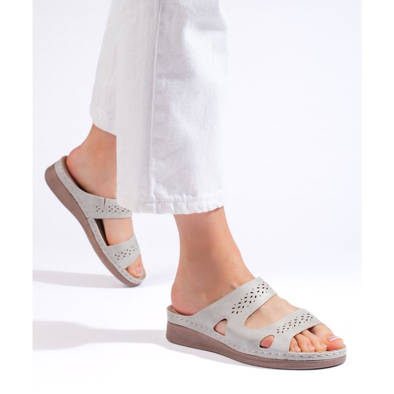 Flip-flops de damă, gri confortabili 1