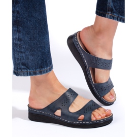 Șlapi confortabili de damă bleumarin albastru 1