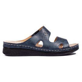 Șlapi confortabili de damă bleumarin albastru 3