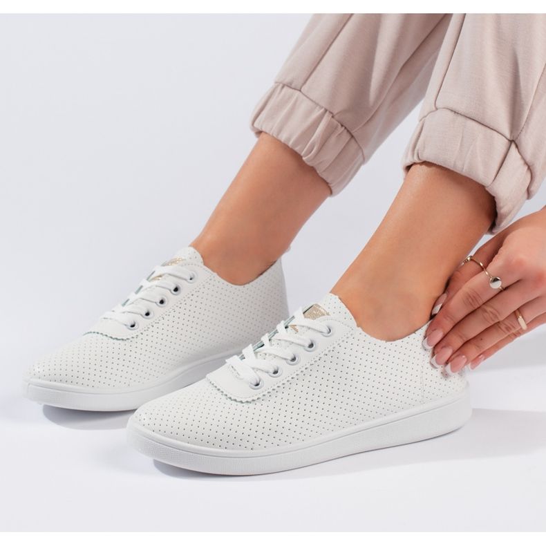 Seastar Pantofi albi de dama cu siret 2