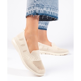 Slip-on damă bej din material textil 1