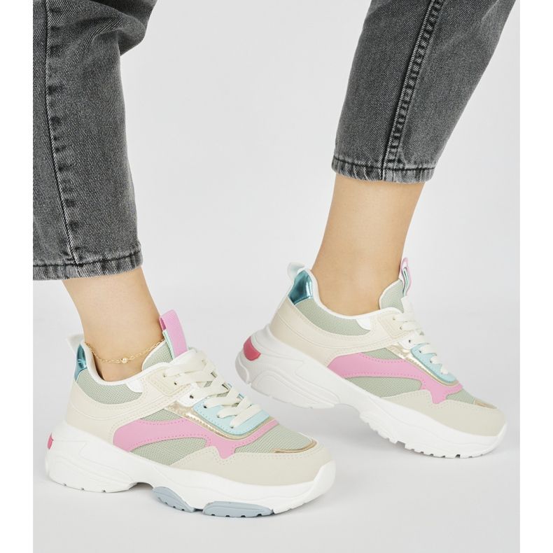 Pantofi sport de dama cu talpa groasa verde 1