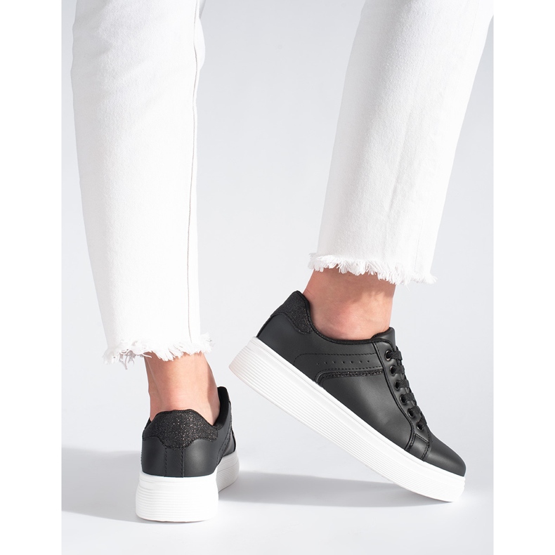 Adidași negri pe platformă negru 1