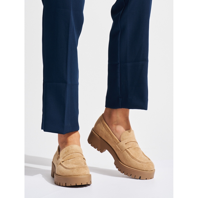 Goodin Mocasini din piele de căprioară bej 1