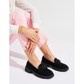 Mocasini de dama negre cu lant decorativ negru 1