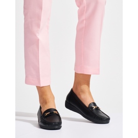 Mocasini de dama negre cu decor negru 1