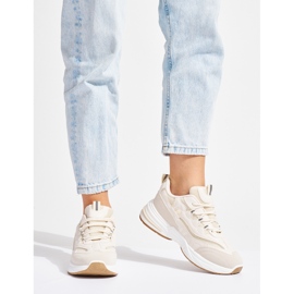 Pantofi sport de dama bej cu talpa groasa 2