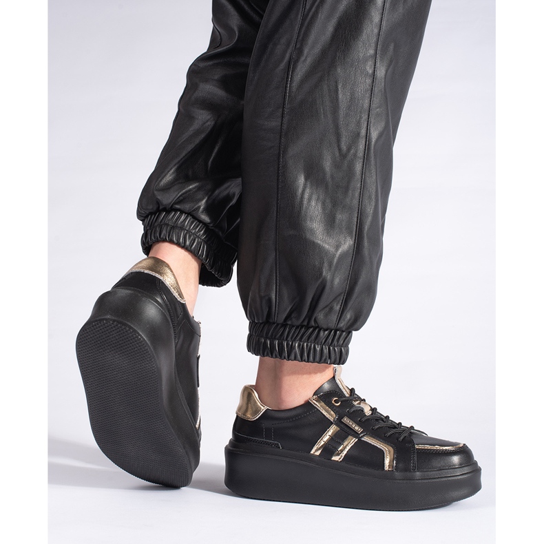 Tenisi negri cu platforma din piele negru 2