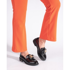 Mocasini negri pentru dama cu ursuleti de plus negru 2