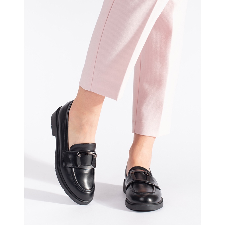 Goodin Mocasini de dama negre cu catarama negru 2