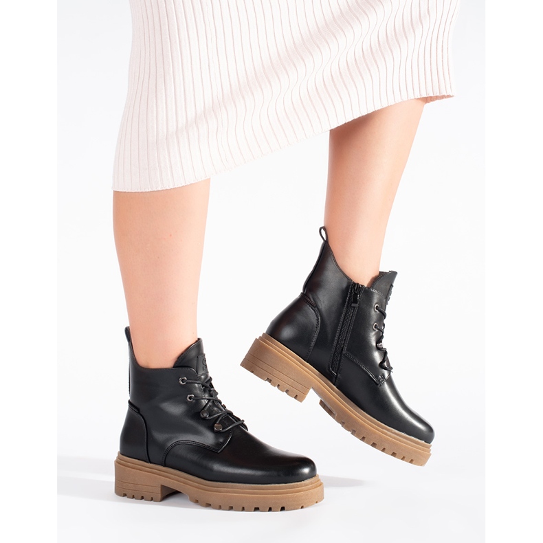 Botine negre cu siret cu talpa bej de Sergio Leone negru 1