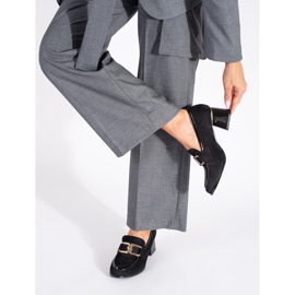 Pantofi de dama din piele intoarsa cu toc gros negru 2 Pantofi de dama din piele intoarsa cu toc gros negru 2