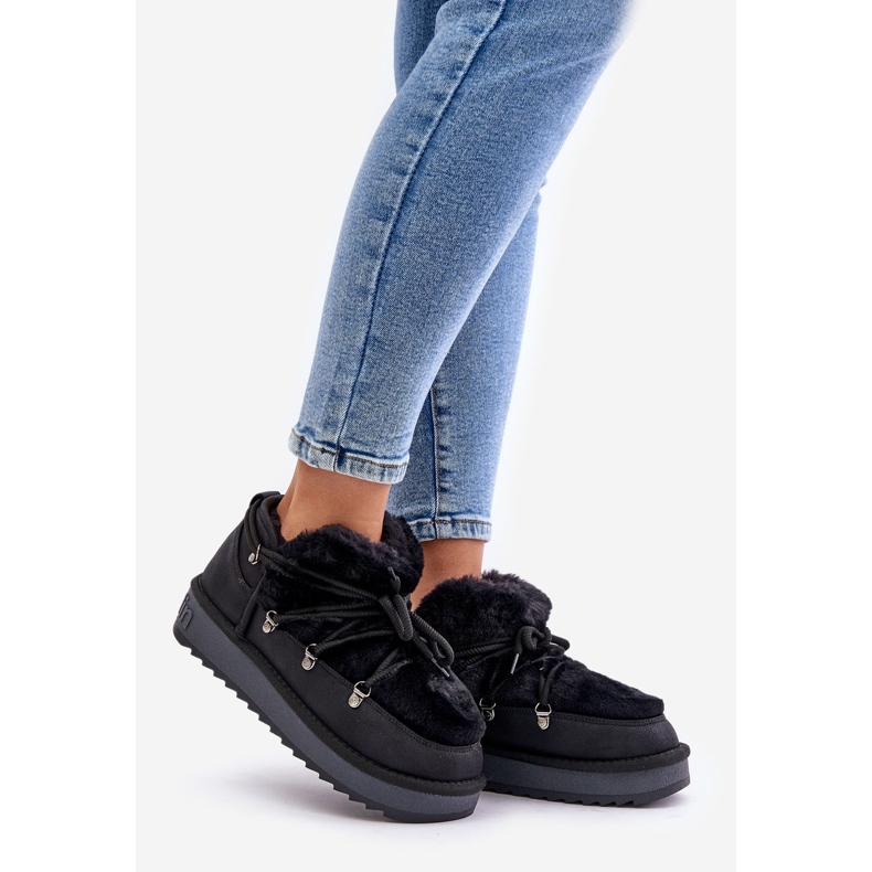 Cizme De Zapada Cu Platforma Joasa Cu Blana D.Franklin DFSH370011 Negru 1