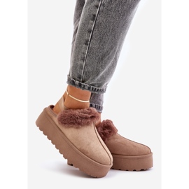 Papuci De Dama Platforma Cu Blana, Linaris Bej Inchis 1 Papuci De Dama Platforma Cu Blana, Linaris Bej Inchis 1