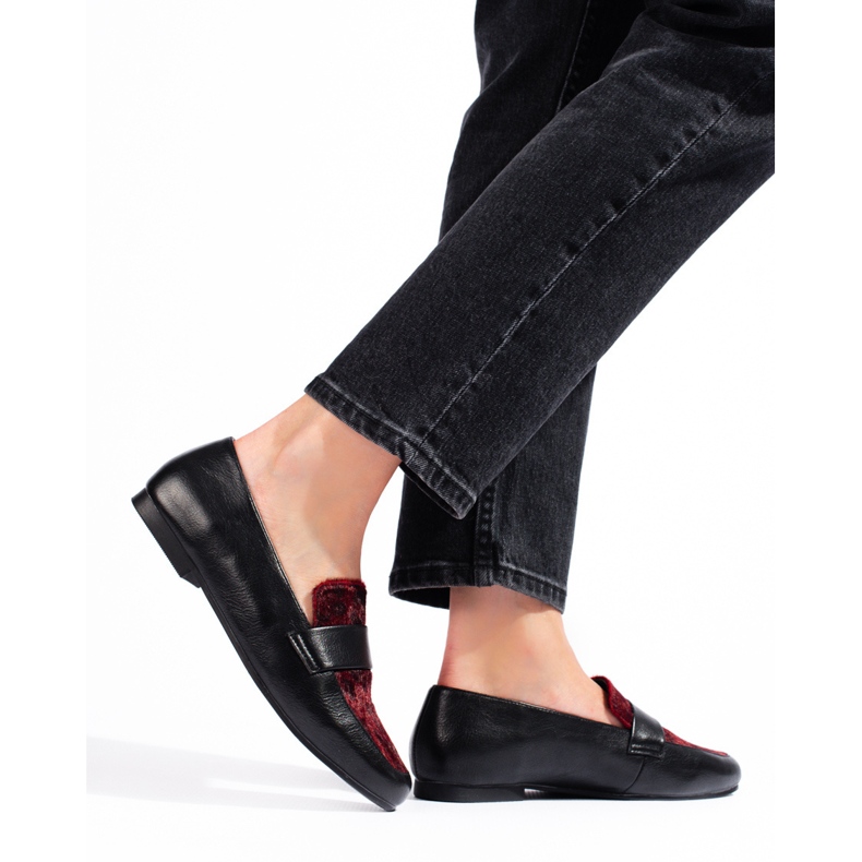 Cizme joase negre si visiniu cu blana negru 1