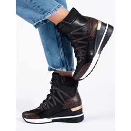 Cizme sport de damă pe pană Vinceza negru 2