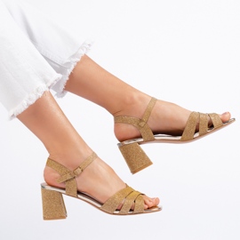 Sandale de damă cu sclipici aurii de aur 1