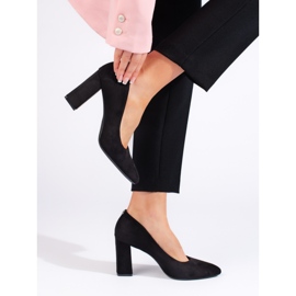 Pompi de piele intoarsa neagra cu toc gros de Sergio Leone negru 2