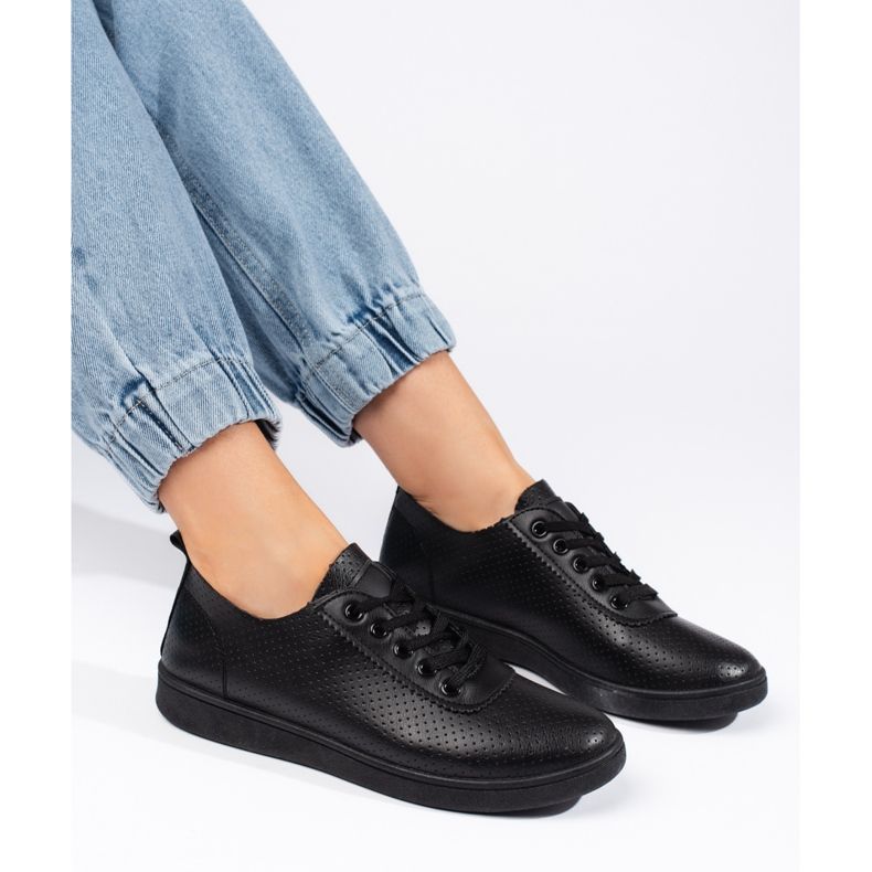 Seastar Pantofi negri de damă cu șireturi negru 1