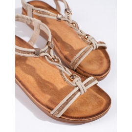 Sandale de damă bej cu slip-on 1