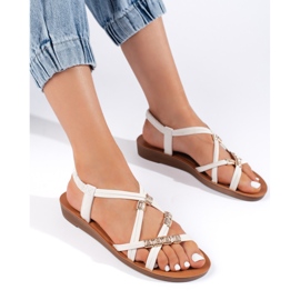 Sandale albe slip-on cu bretele împletite 1