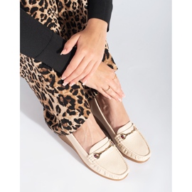 Mocasini cu pană crem bej 2