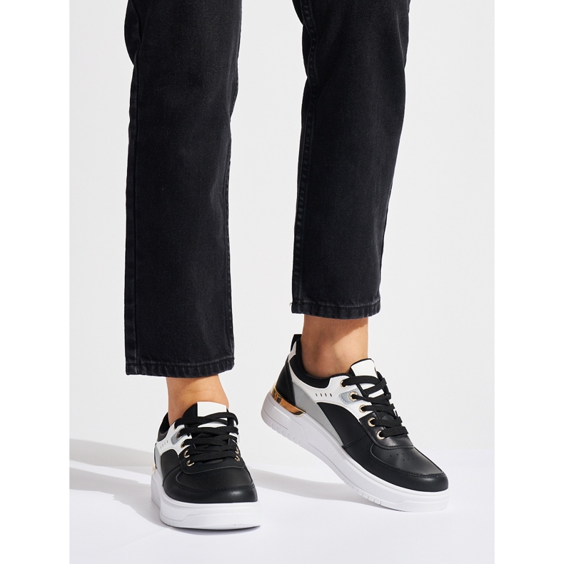 Pantofi sport cu platforma neagra negru 2