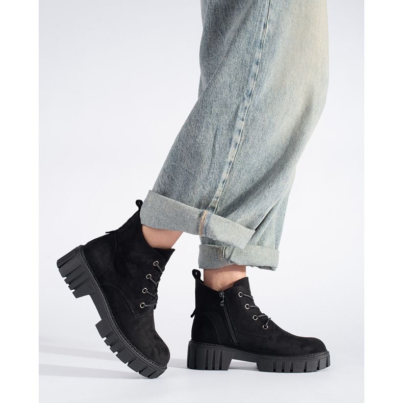 Botine negre din piele intoarsa cu sireturi de la Sergio Leone negru 1