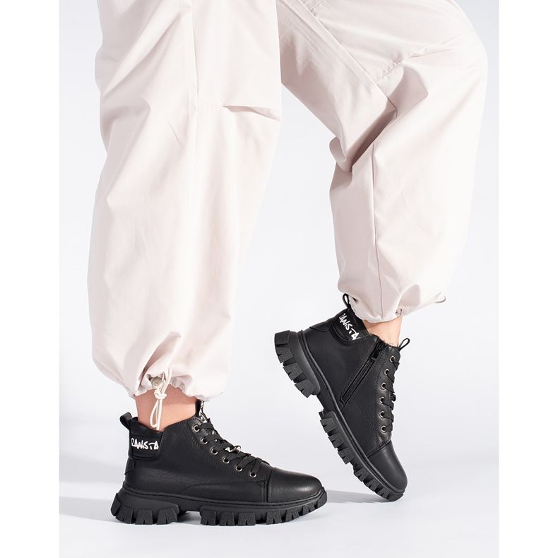 Botine negre de dama Sergio Leone cu siret negru 1