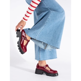 Pantofi damă bordeaux lacuit cu platformă roșu 1