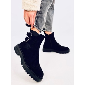 Lanier Botine negre din piele intoarsa negru 2