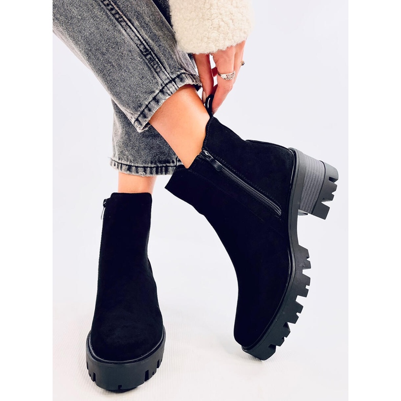 Botine Ragga Black cu toc înalt negru 1