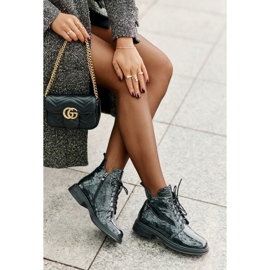 S.Barski Cizme din piele pentru femei, calde, cu fermoar, D&amp;A LZ42-042, verde închis 1