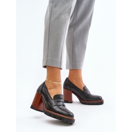 Pantofi de damă cu toc înalt din piele ecologică, negru Vinceza 58105 2