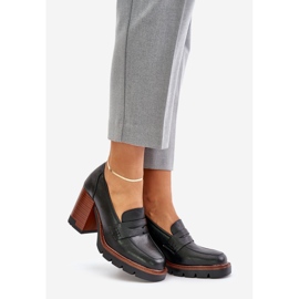 Pantofi de damă cu toc înalt din piele ecologică, negru Vinceza 58105 1