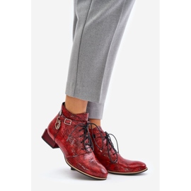 Botine de damă din piele lacuată Maciejka 5743A-08 roșii roșu 1