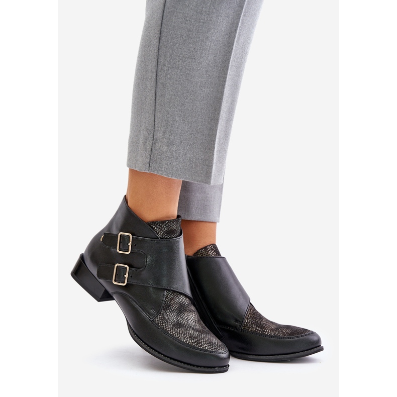 Botine Piele Toc Cu Catarame Maciejka 06696-01 Negru 1