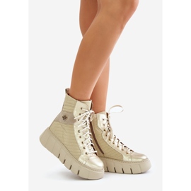 Botine din piele pe platformă Maciejka 06751-25 Aur de aur 1