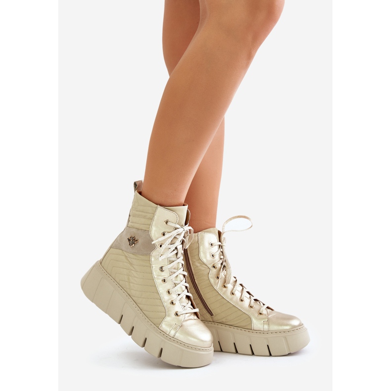Botine din piele pe platformă Maciejka 06751-25 Aur de aur 1 Botine din piele pe platformă Maciejka 06751-25 Aur de aur 1