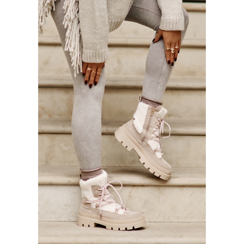 Cizme Bej Merilana Piele De Oi Cu Blana 2