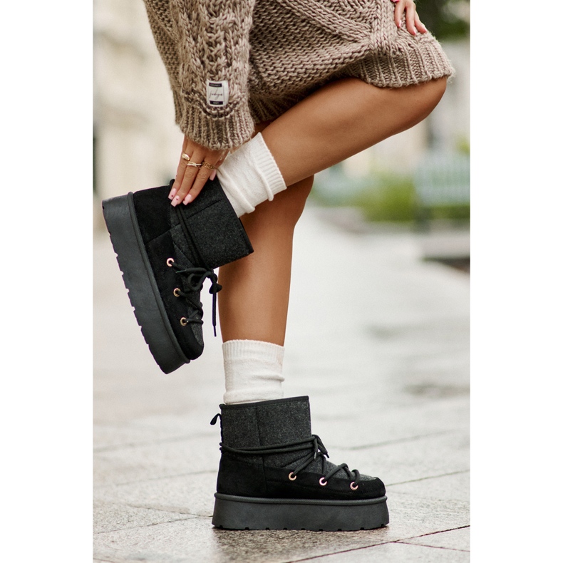 Cizme Negre Mavora De Zapada Cu Siret Pe Platforma negru 2