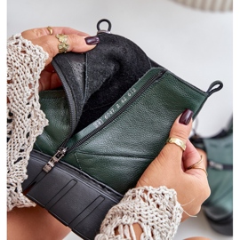 Botine Zazoo 60472 din piele pe platformă și pană, verde închis 2