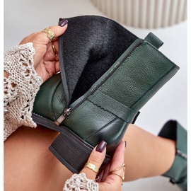 Zazoo 60480 Cizme izolate din piele cu toc mic, verde închis 2